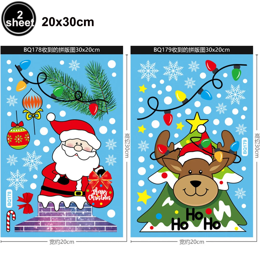 Christmas Window Clings – Santa, Reindeer & Snowflake Decorations (2-Piece Set)