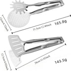 Food Clamp Spatula Tongs Stainless Steel Multi-Function Slotted Double Clip for Bread Egg Steak Grill Durable Cooking Tools