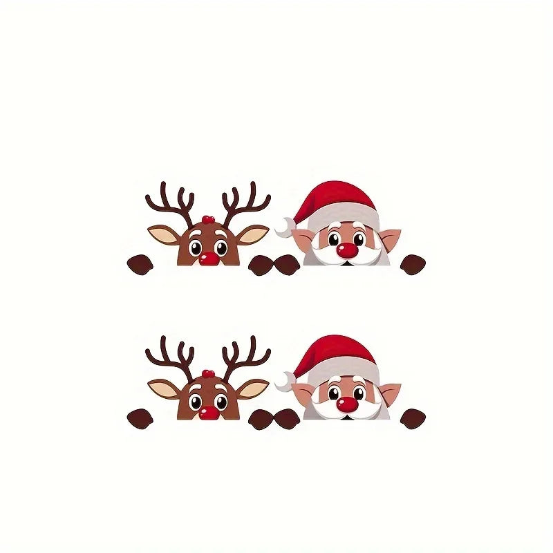 Peeking Santa & Reindeer Christmas Car Window Decals – 1 or 2 Pack