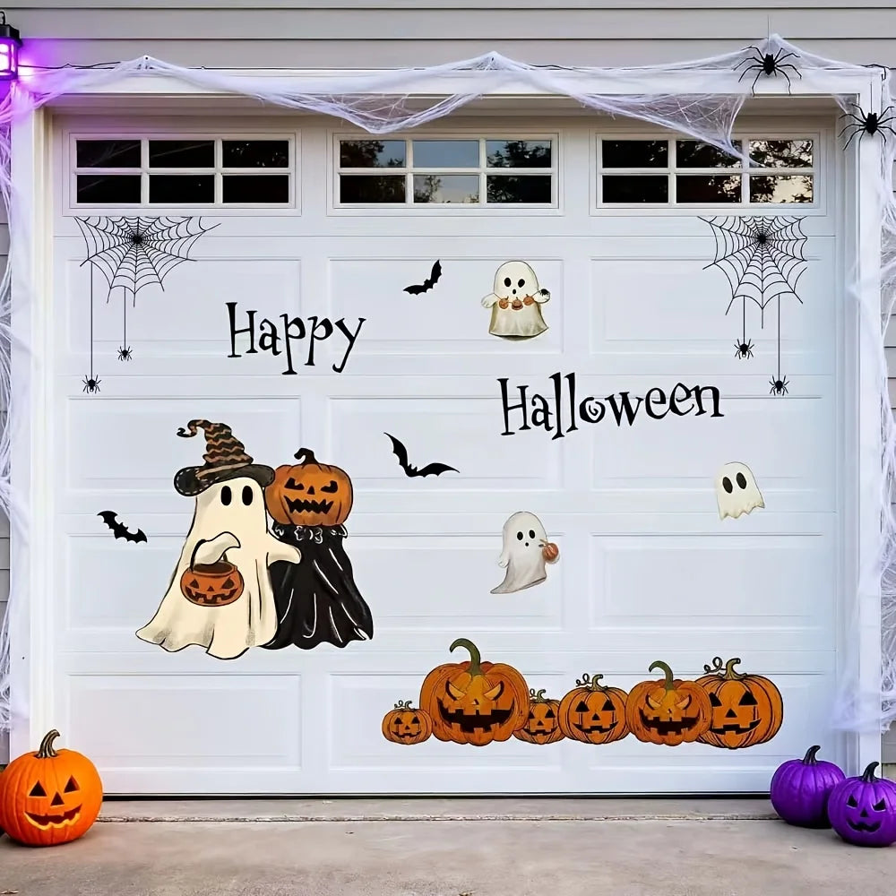 Halloween Garage Door Decoration Set – Ghosts, Pumpkins & Spooky Decals