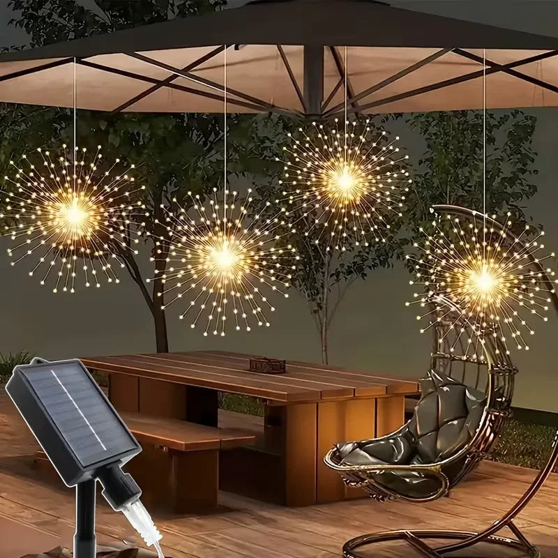 Hanging Solar Firework Lights – Outdoor LED Garden Decorations (4 or 5 Pack)