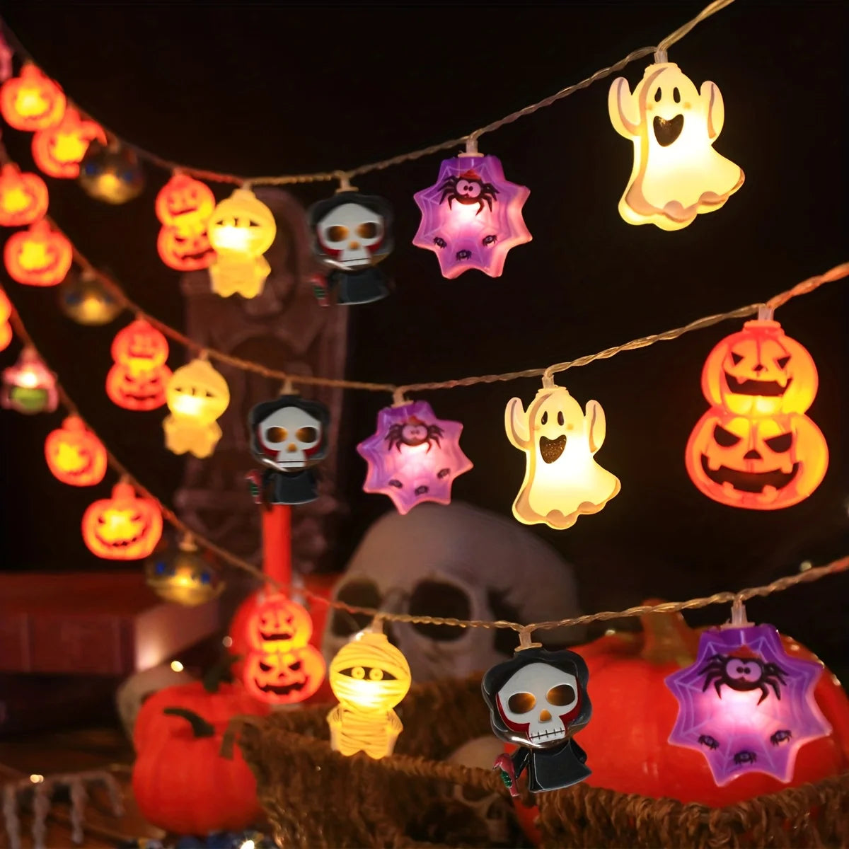 Halloween Character String Lights – Pumpkin, Ghost & More 🎃