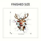 3D Christmas Wall Decals – Santa & Reindeer Breaking Through the Wall