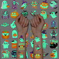 Glow-in-the-Dark Halloween Temporary Tattoos – 36 Sheets, 55 Designs