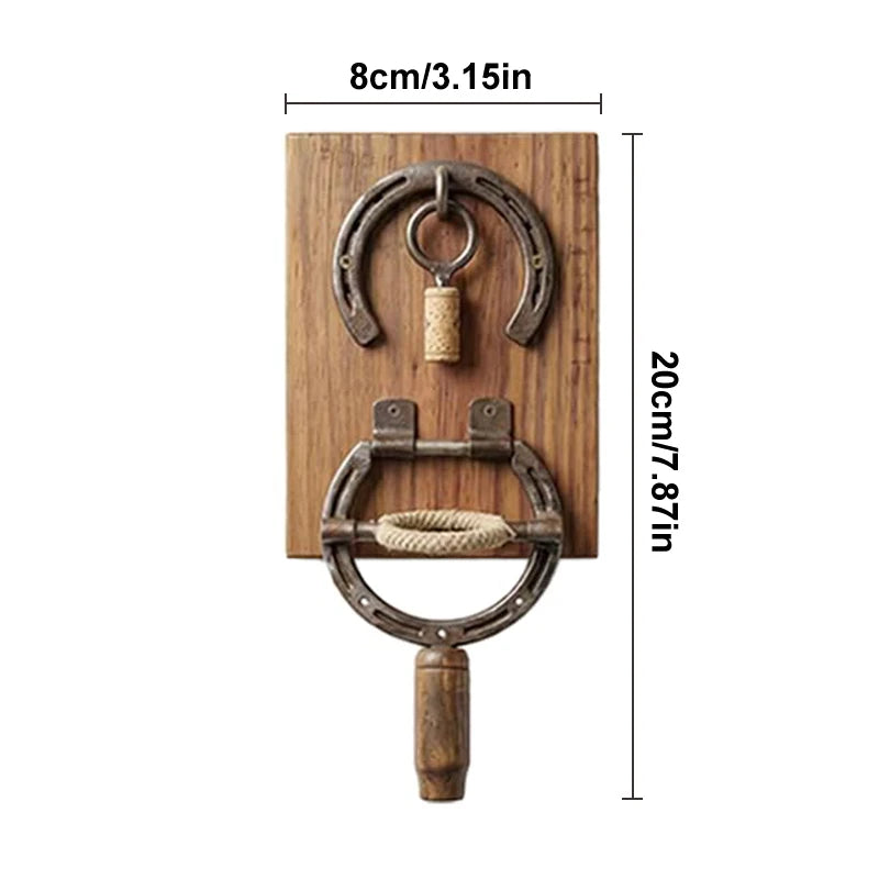 Rustic Horseshoe Wall-Mounted Wine Opener – Vintage Western Bar Accessory