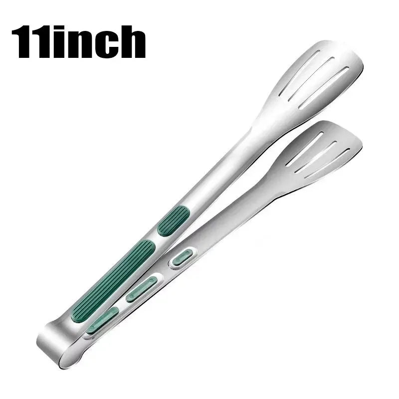7/9/11Inch  Anti-Slip 304Stainless Steel Kitchen Food Tongs Bread Seng Clip Barbecue Cooking Accessories