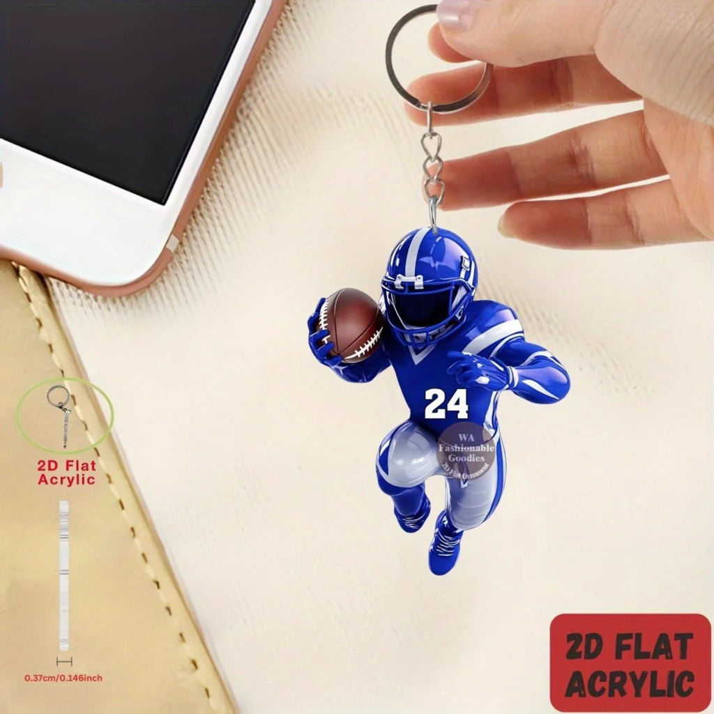 Football Player Keychain – American Football Acrylic Sports Charm