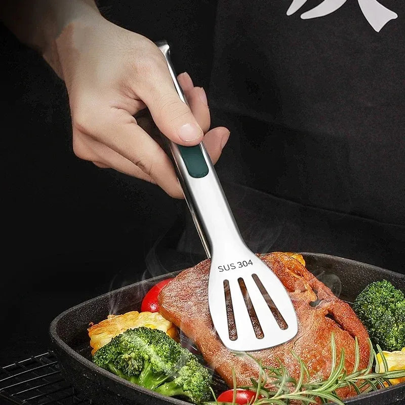 7/9/11Inch  Anti-Slip 304Stainless Steel Kitchen Food Tongs Bread Seng Clip Barbecue Cooking Accessories