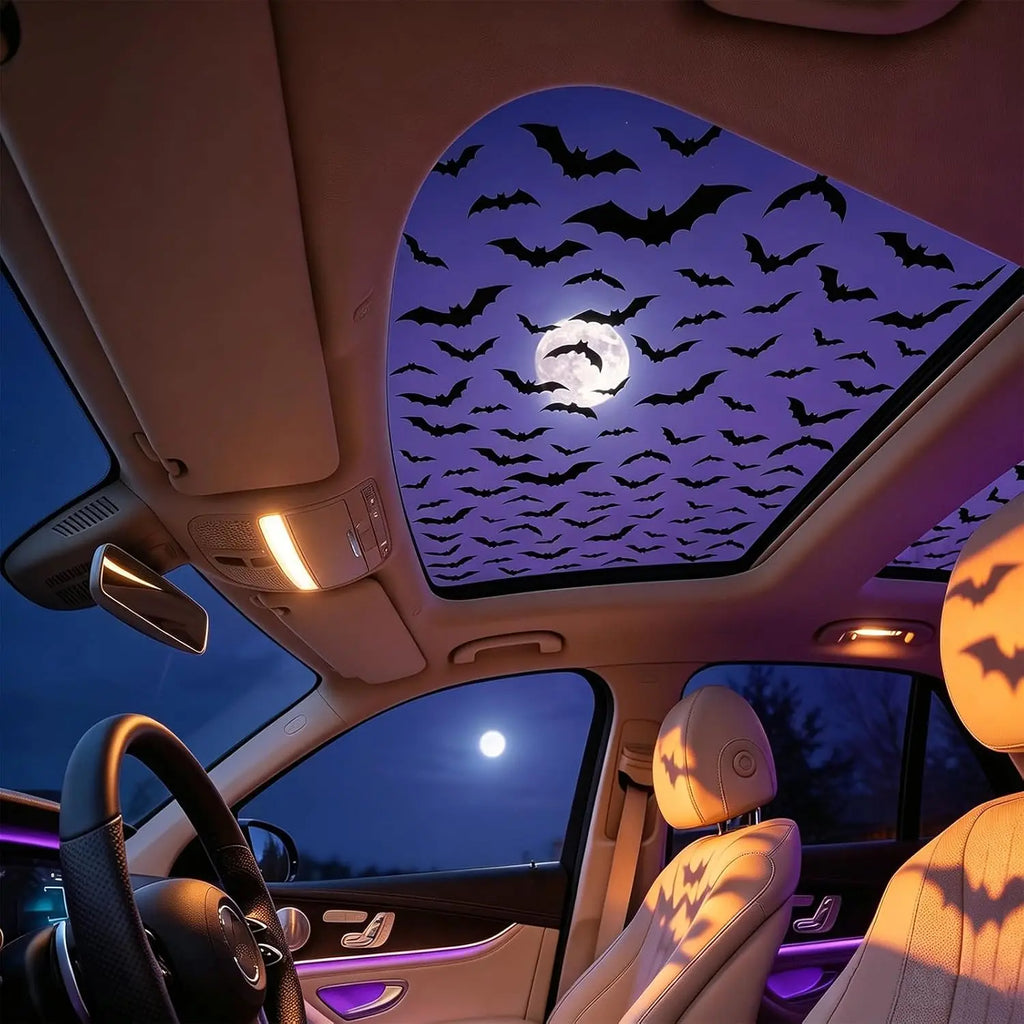 Halloween Sunroof Shadow Decal – Spooky Spider Web & Bat Designs