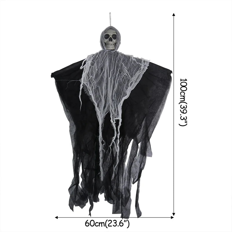 💀 Hanging Skull Ghost – Creepy Halloween Yard Decoration