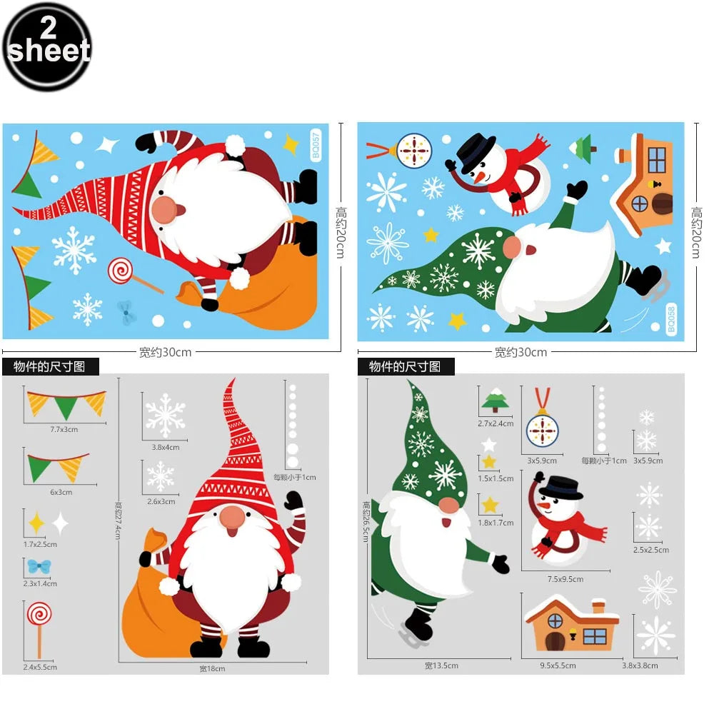 Christmas Window Clings – Santa, Reindeer & Snowflake Decorations (2-Piece Set)