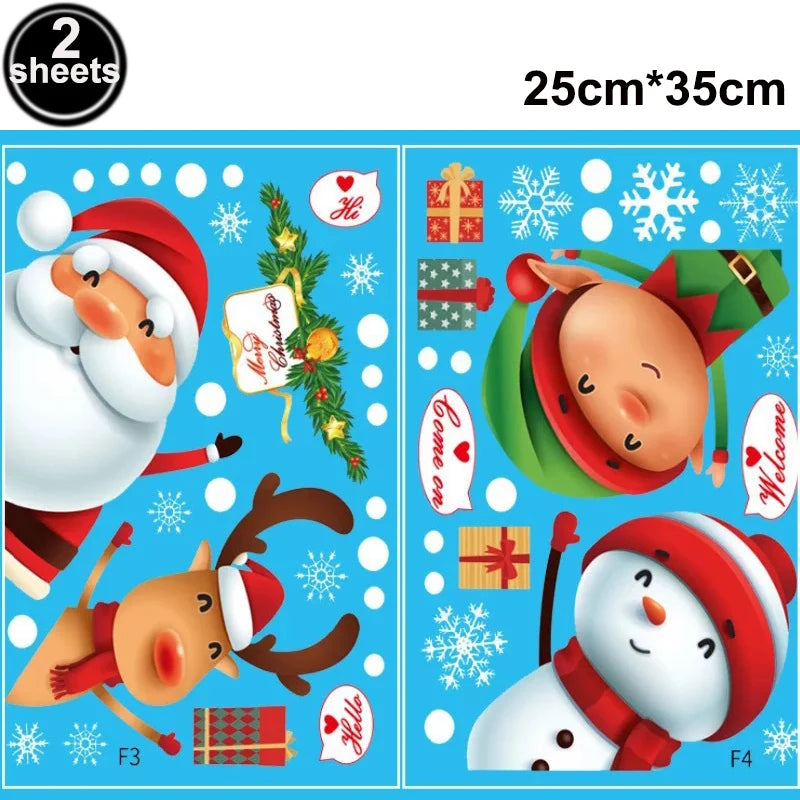 Christmas Window Clings – Santa, Reindeer & Snowflake Decorations (2-Piece Set)
