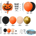 132-Piece Halloween Balloon Arch Kit – Orange, Black, Gold & Cream 🎃