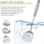 3 pcs, Anti-Scald Wok Spatula, Ladle and Large Slotted Spoon, Stainless Steel Wok Utensils All Metal, Utensils Skimmer Ladle Tool Set for Steel Cooking Baking, Dishwasher Safe, 15in, Kitchen Utensils, for Home, Canteen and Re