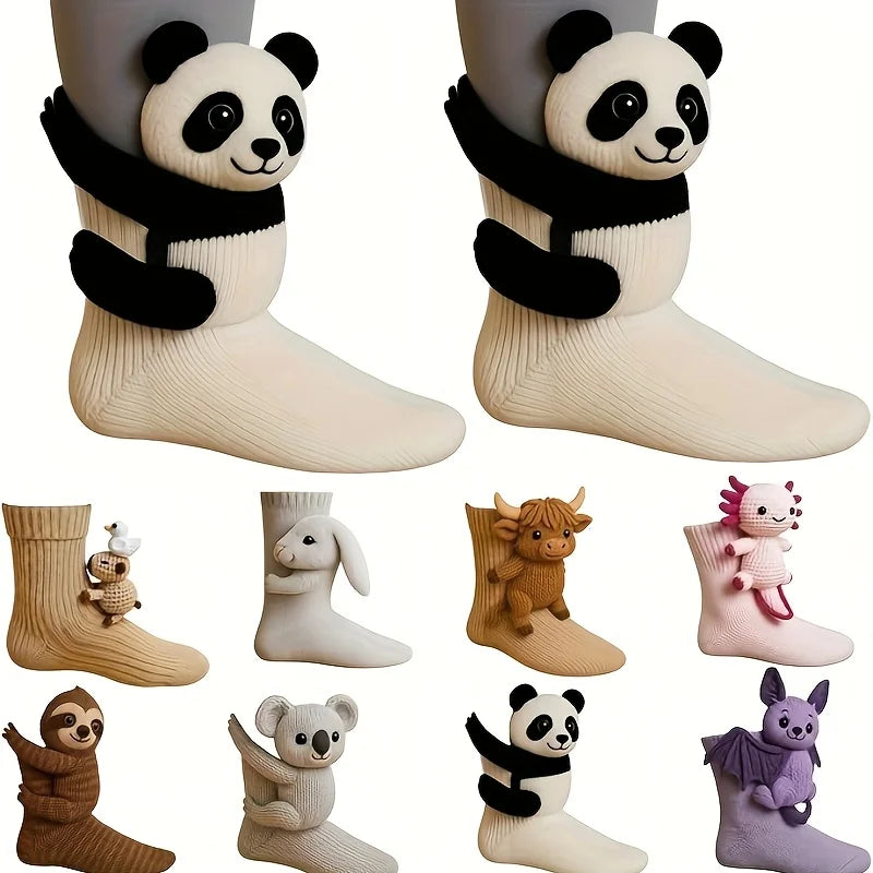 3D Animal Hug Socks – Cozy Fleece Critter Socks 🐾