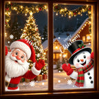 Peeking Santa & Snowman Christmas Window Clings – 2-Piece Holiday Set