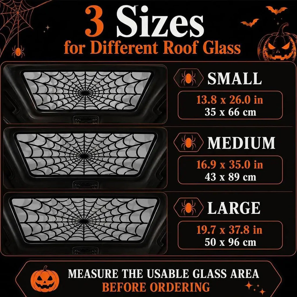 Halloween Sunroof Shadow Decal – Spooky Spider Web & Bat Designs