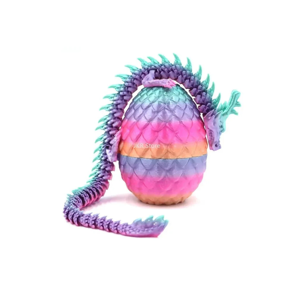 3D Printed Dragon Egg with Articulated Dragon – Flexible Fantasy Figurine & Fidget Toy