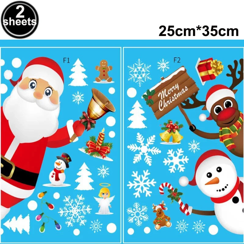 Christmas Window Clings – Santa, Reindeer & Snowflake Decorations (2-Piece Set)