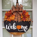 Fall Welcome Door Hanger – Pumpkin & Autumn Leaves 🍂🎃