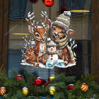 Christmas Reindeer & Snowman Wall Decal – Cozy Winter Woodland Scene