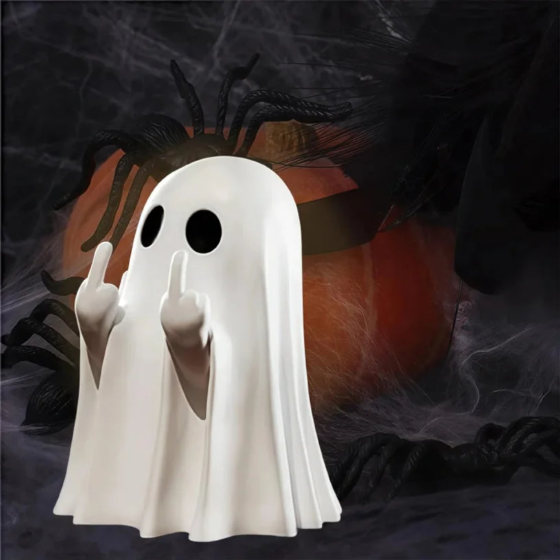 Middle Finger Ghost Statue – Funny Halloween Desk & Home Decor