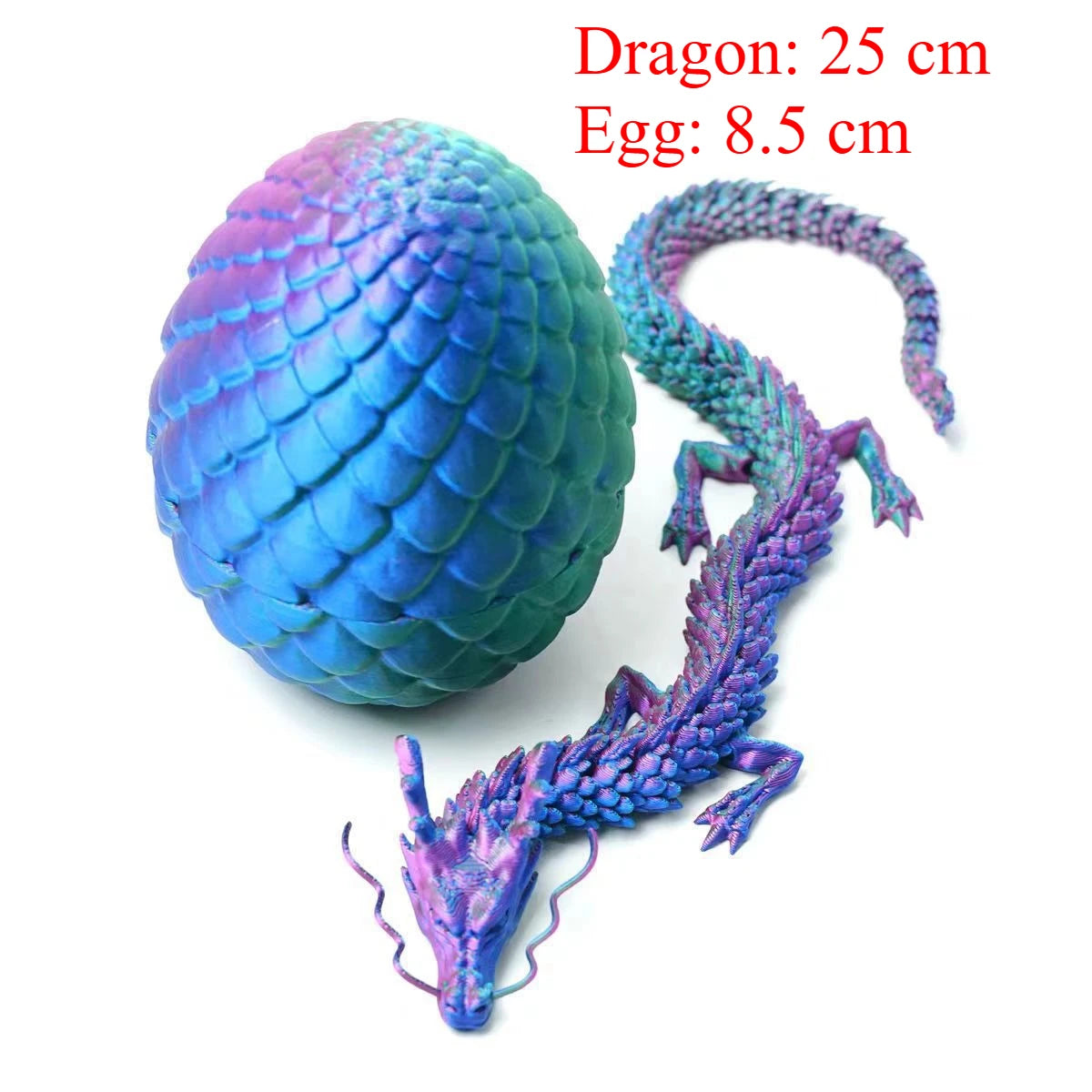 3D Printed Dragon Egg with Articulated Dragon – Flexible Fantasy Figurine & Fidget Toy