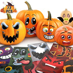 72-Piece Funny Pumpkin Face Stickers – Mix & Match Halloween Faces 🎃