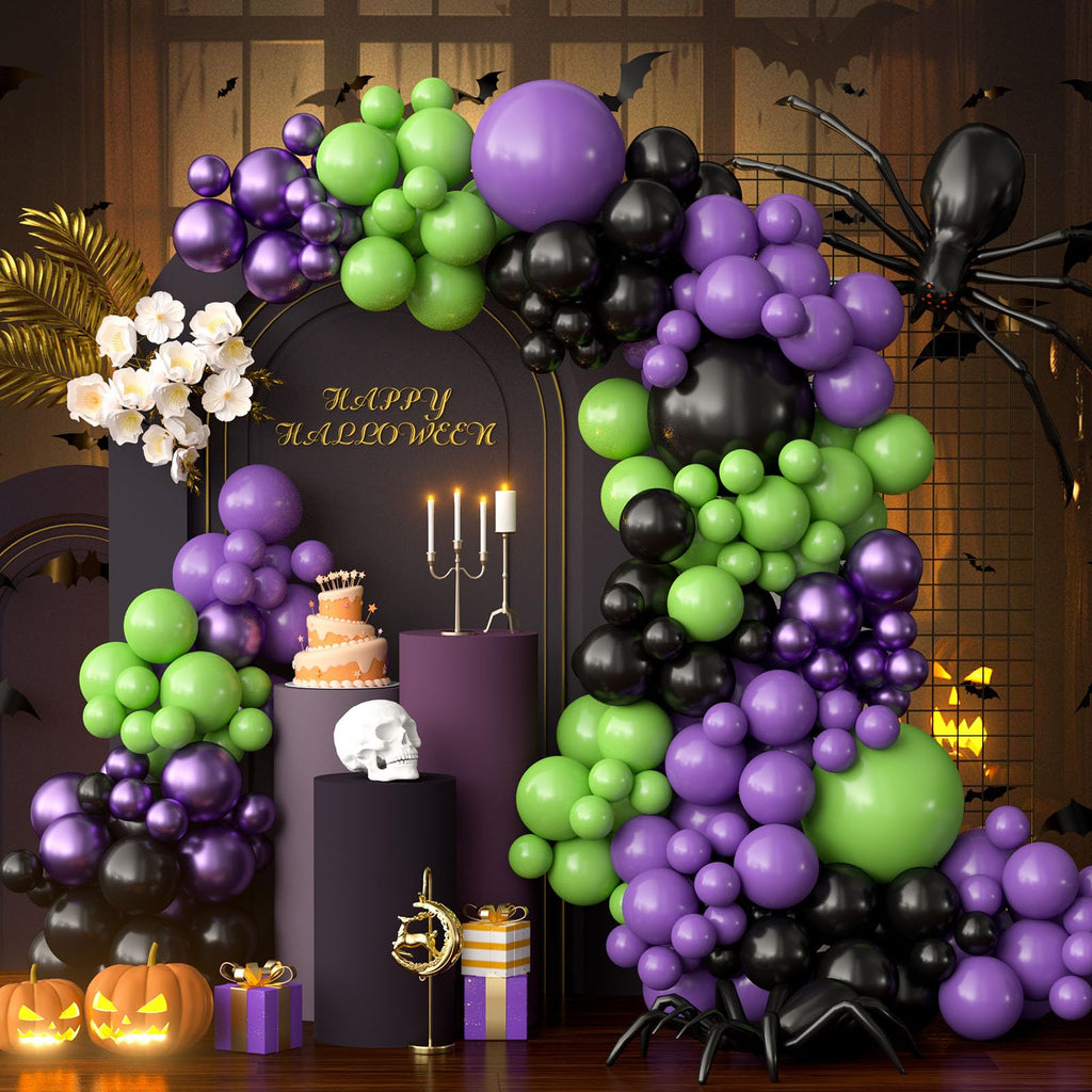 Halloween Balloon Garland Kit – 116-Piece Purple, Green & Black 🎃
