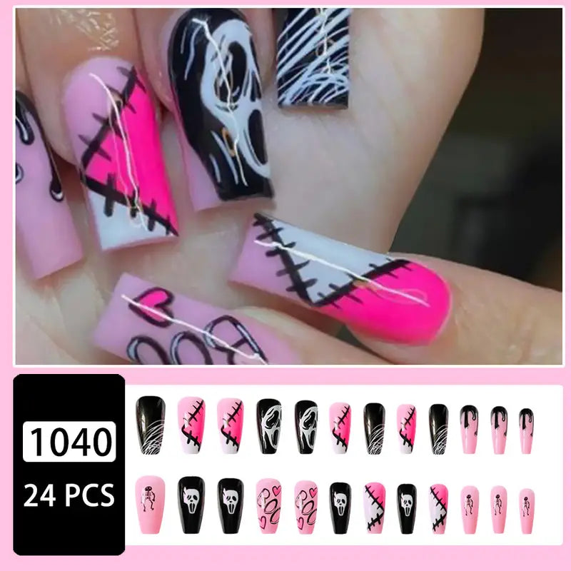 Halloween Funny Face Removable Gel Nail Kit 👻💅
