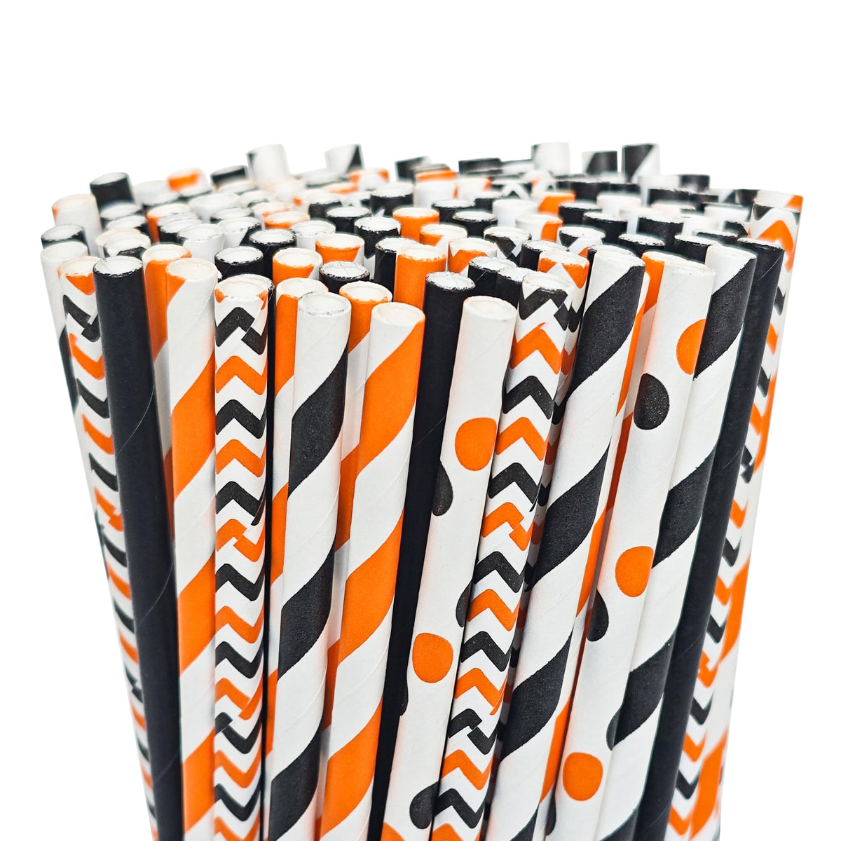 Halloween Paper Straws – 200-Piece Orange & Black Party Pack 🎃